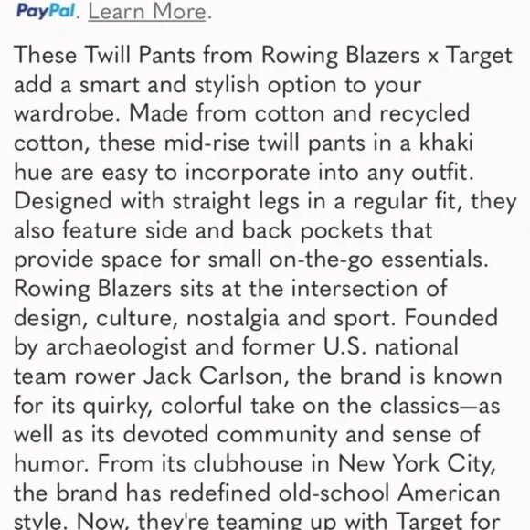 NEW Rowing Blazers x Target Men's Twill Pants 42x32 - Picture 7 of 12